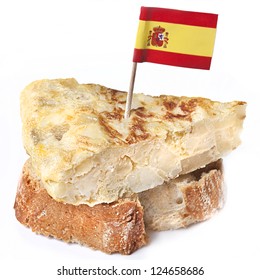 Food In Plate And Spain Flag