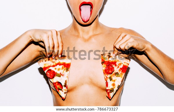 Food Porn Pizza Lover Swag Girl Stock Photo (Edit Now) 786673327