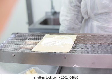 Food Production Line, A Machine For The Production Of Ready Meals In A Food Factory.