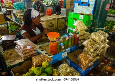 Food Products For Sale In Central Market, Maputo, Mozambique. February 2017.