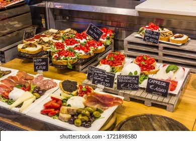 Food For Sale At The Mercato Centrale Market In Florence, Italy