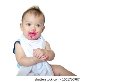 Food Scraps Mess Around The Mouth After Baby Finished Eating