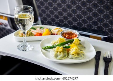 Food Served On Board Of Airplane 