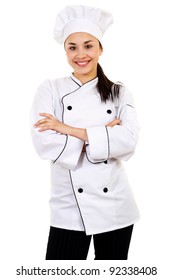 Food service industry worker isolated on white background