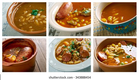 Food set of different   bean stew.