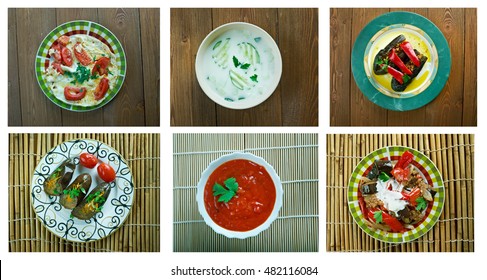 Food set oriental cuisine.collage