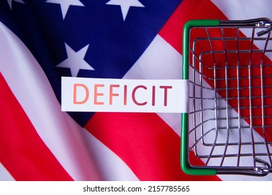 Food Shortages In The United States. Empty Grocery Basket.