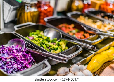 Food Sold In A Shopping Mall Food Court In Singapore.