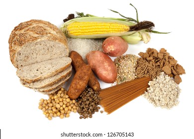 Food sources of complex carbohydrates, isolated on white. - Shutterstock ID 126705143