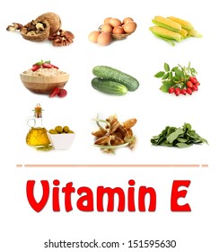 Food Sources Of Vitamin E, Isolated On White