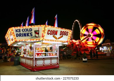 Food Stand At A Carnival At Night