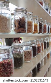 Food Storage Glass Jar At Kitchen Pantry 