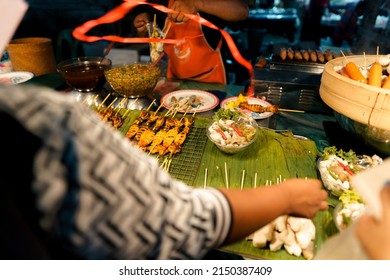 Food At A Street Market In The Evening In Krabi,Thai Food