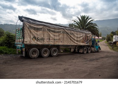 Food Supply Transport Truck Parked On A Dirt Road In A Colombian Country Town. Department Of Boyacá. Colombia. May 25, 2019.