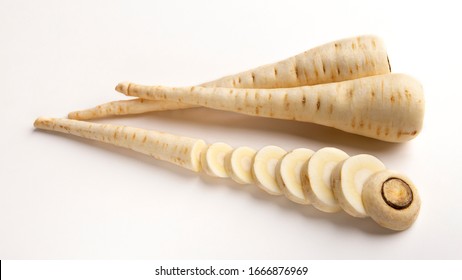 Food Swap. Whole And Slices Of Radish Isolated On White Background, Free Space