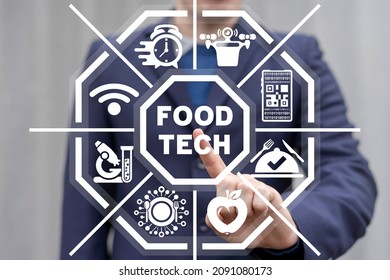 Food Tech Concept. Innovative Food Technology. Smart Modern Buy, Cooking And Delivery Healthy Meal.