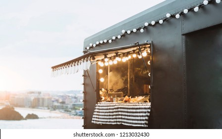 Food truck background street food business concept. - Shutterstock ID 1213032430