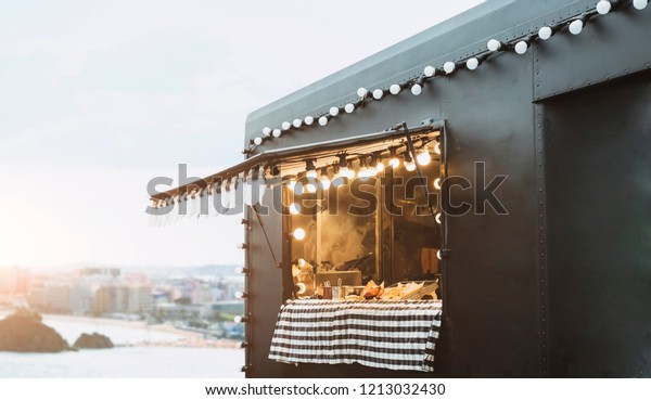 Food truck\
background street food business\
concept.