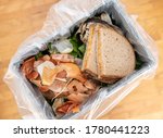 Food waste, bread in the trash can