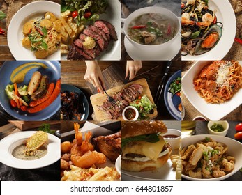 Foods different countries. Western and eastern dishes