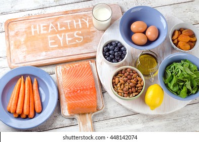 Foods  For A Healthy Vision. Concept. View From Above