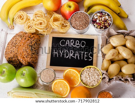 Foods Highest in Carbohydrates. Healthy diet eating concept. 
