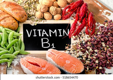 Foods Highest in Vitamin B1 (Thiamin). Top view