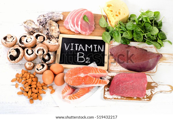 Foods Highest Vitamin B2 Top View Foto Stock 519432217 | Shutterstock