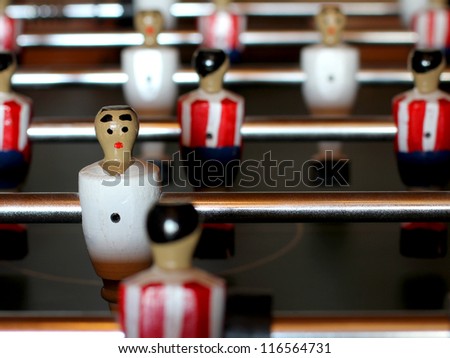 Similar – Image, Stock Photo Metal old foosball table with yellow and blue figurines