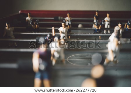 Similar – Image, Stock Photo Metal old foosball table with yellow and blue figurines