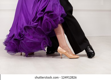 Foot Ballroom Dancers On The Dance Floor