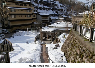 Foot Bath Of Hot Spring Is Built At Yuwaku Kanazawa In Japan. Free Of Charge.