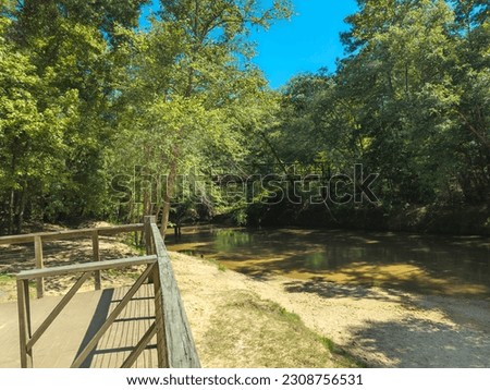 Foot bridge over creek in Montgomery County, Texas.
