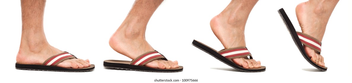 Foot In Flip Flop Walking Sequence