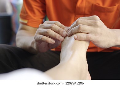 Foot and hand massage, toe tip, foot spa concept - Shutterstock ID 1209245206