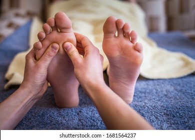 Foot Massage Reflexology Therapy In Saloon