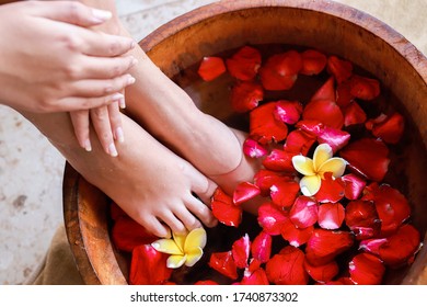 Foot Massage In Spa Salon, Closeup