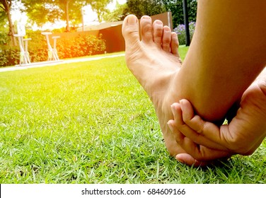 Foot Pain Sitting On Field Grass Stock Photo 684609166 | Shutterstock