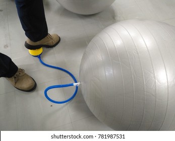 Foot Pedal To Pump Yoga Ball.