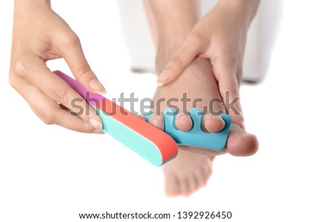 foot pedicure.toe separators. isolated on white background