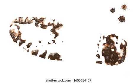 Foot print in wet mud, shoe isolated on white background, with clipping path