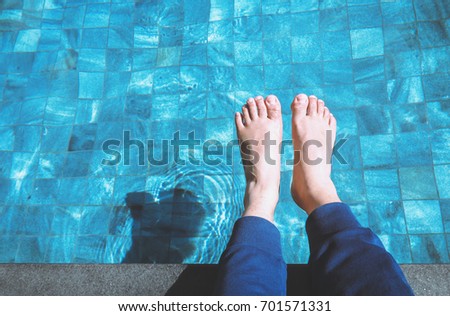 Similar – #A# at the pool 1 Mensch