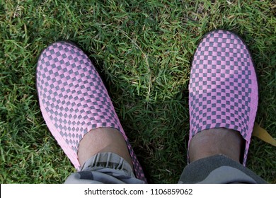 Foot shoes on the grass