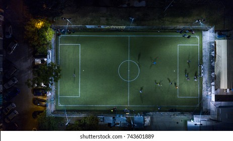 Footbal / Soccer Field Night Aerial