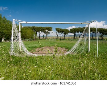 Football Aka Soccer Pitch, Unused, Dilapidated