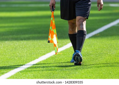 Football Assistant Referee Walking Flag On Stock Photo 1428309335 ...
