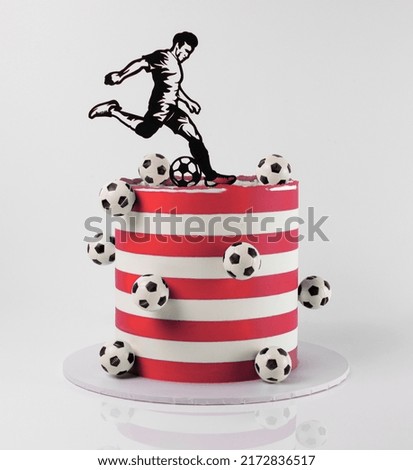 Football cake on a white background.