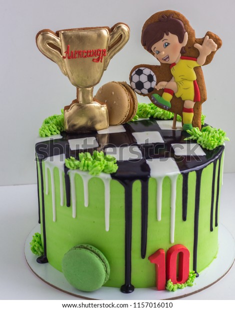 Football Champion Birthday Cake Player Ball Photo De Stock Modifiable