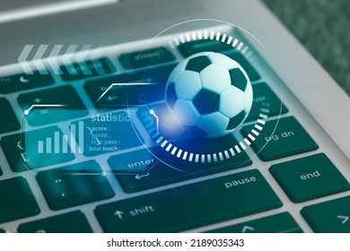 football data analytics and soccer manager tactics and planning information, online sport betting - Shutterstock ID 2189035343