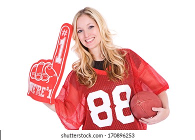 Football Fan: Cheering With Number 1 Foam Finger